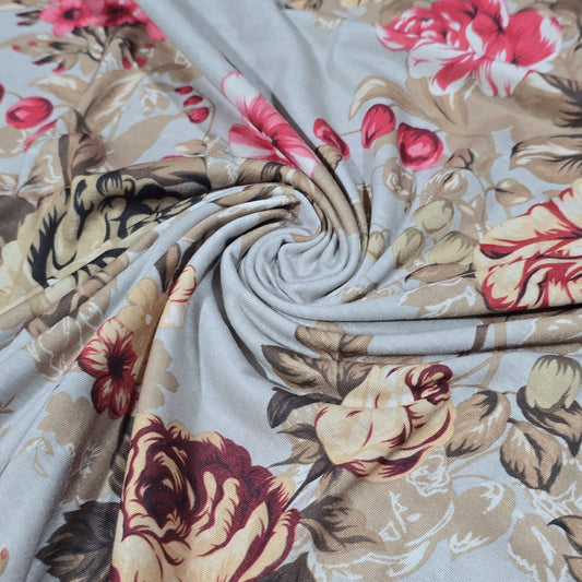 Vintage Floral Jersey Fabric – 58" Wide Stretch Dressmaking Fabric Sold By The Metre