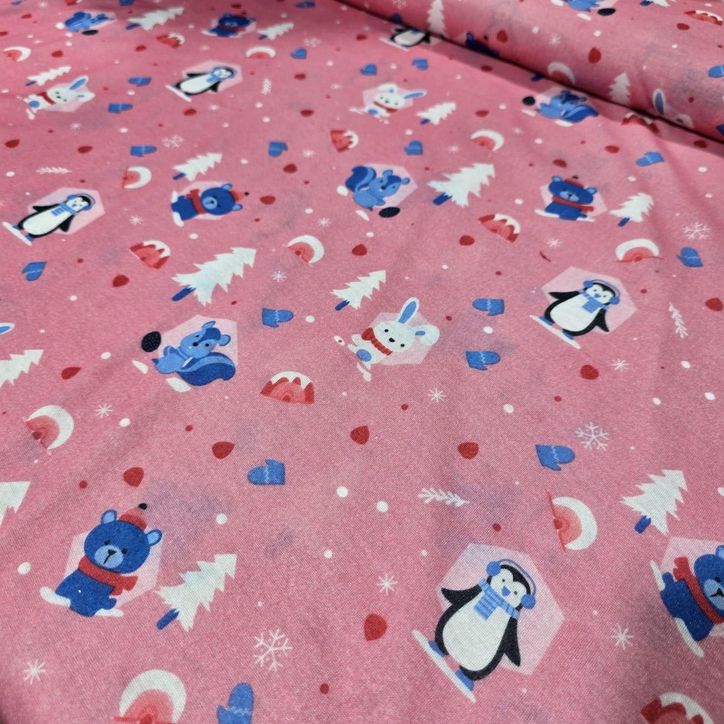 Pink Winter Animal Viscose Jersey Fabric – 58" Wide Soft Stretch Dressmaking Fabric Sold By The Metre