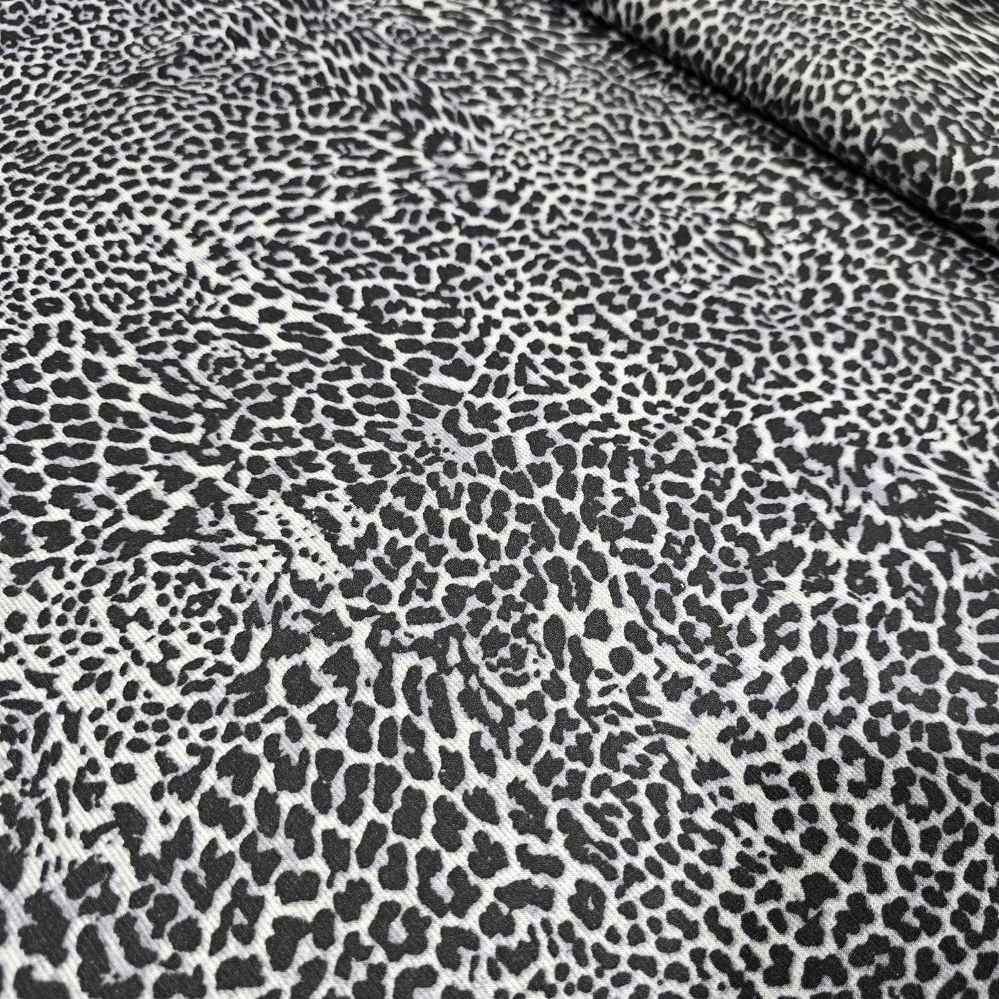 Black & Grey Animal Print Jersey Fabric – 58" Wide Soft Stretch Leopard Print Dressmaking Fabric Sold By The Metre
