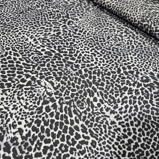 Black & Grey Animal Print Jersey Fabric – 58" Wide Soft Stretch Leopard Print Dressmaking Fabric Sold By The Metre