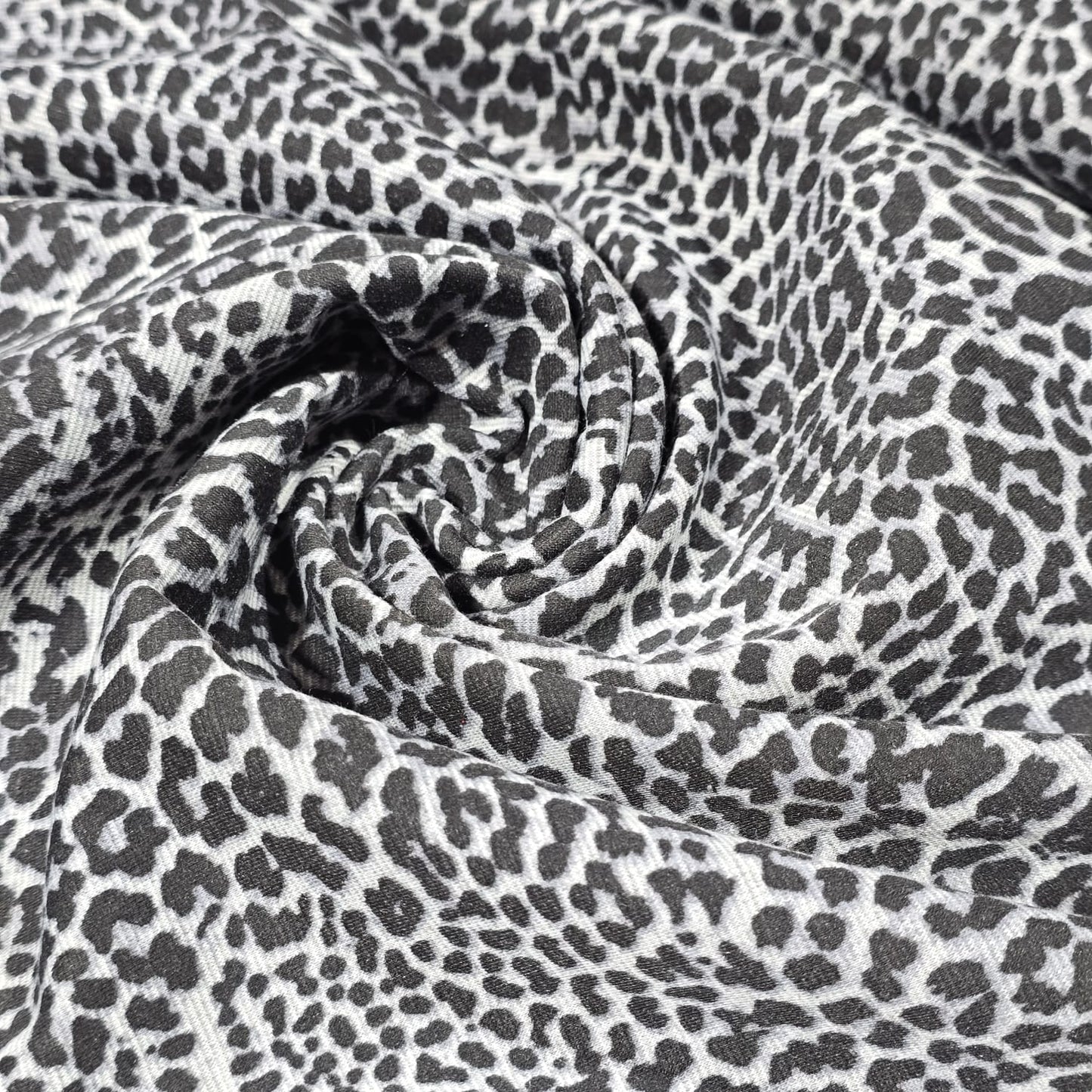 Black & Grey Animal Print Jersey Fabric – 58" Wide Soft Stretch Leopard Print Dressmaking Fabric Sold By The Metre