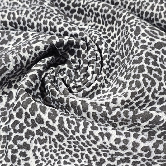 Black & Grey Animal Print Jersey Fabric – 58" Wide Soft Stretch Leopard Print Dressmaking Fabric Sold By The Metre