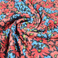 Red & Blue Floral Textured Jersey Fabric – 58" Wide Stretch Dressmaking Fabric Sold By The Metre
