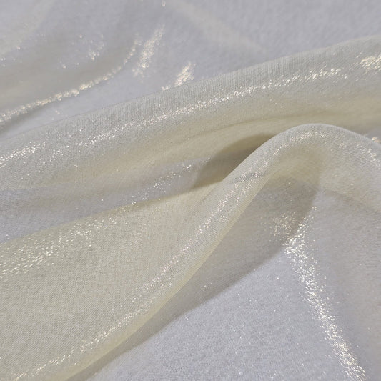 Premium Glitter Chiffon Fabric – Light Gold | Soft Sparkle Sheer Chiffon | 44" Wide | Sold by the Meter