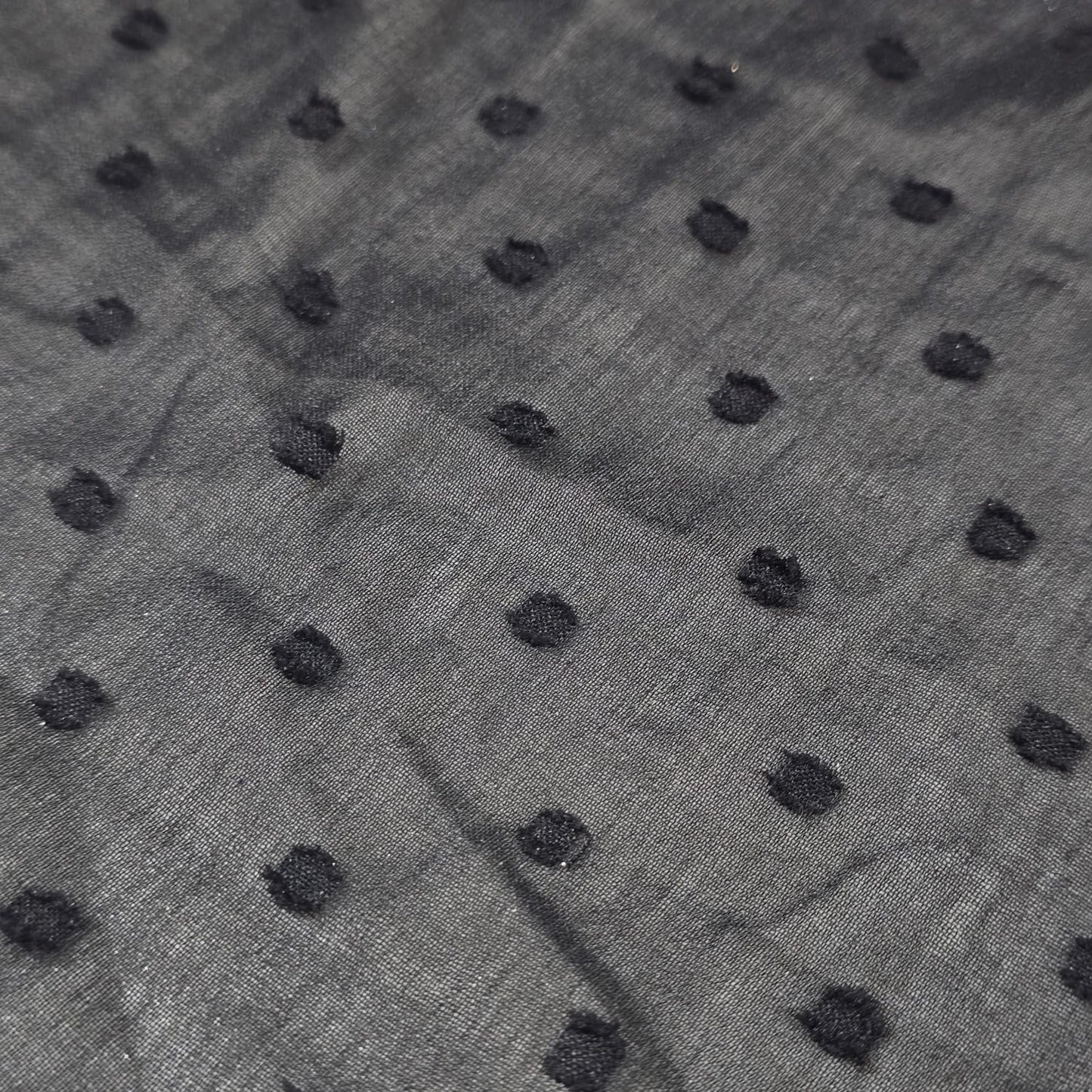 Black Swiss Dot Chiffon Fabric – Lightweight Sheer Dress Fabric | 44" Wide | Sold by the Meter