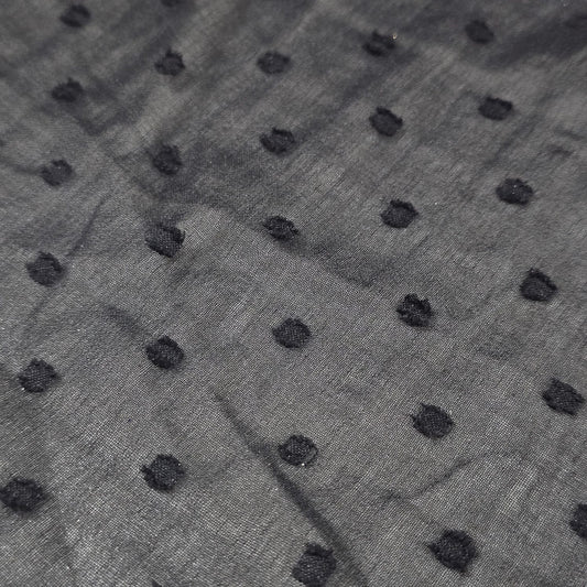 Black Swiss Dot Chiffon Fabric – Lightweight Sheer Dress Fabric | 44" Wide | Sold by the Meter