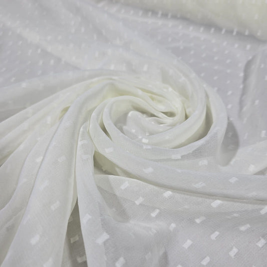 Ivory Dobby Chiffon Fabric – Lightweight Sheer Dress Fabric | 44" Wide | Sold by the Meter