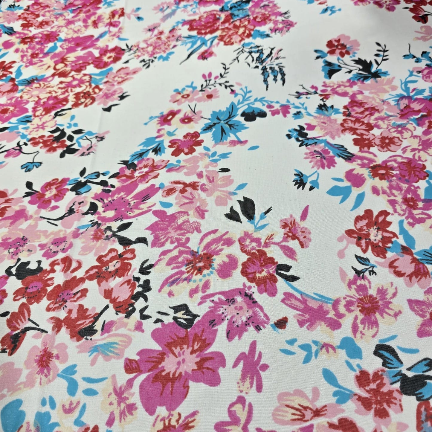 Floral Chiffon Fabric – White Multi Floral Print | 44" Wide | Sold by the Metre