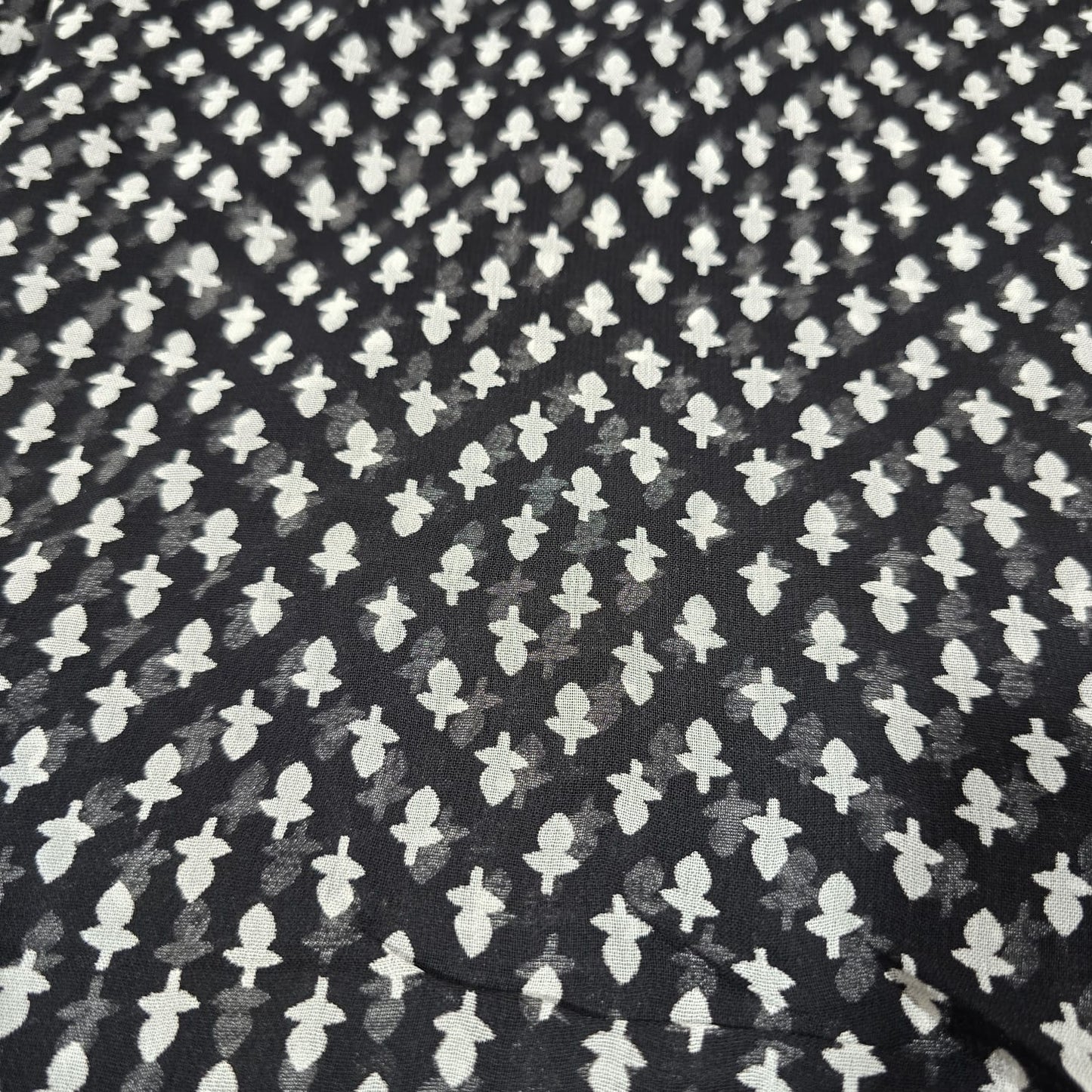 Black & White Geometric Chiffon Fabric – 44" Wide | Sold by the Metre
