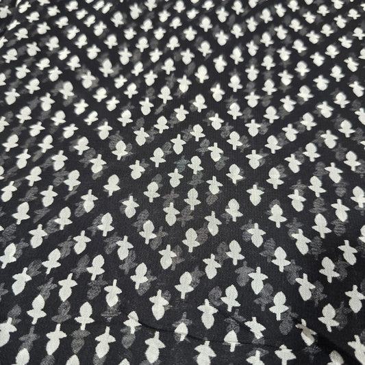 Black & White Geometric Chiffon Fabric – 44" Wide | Sold by the Metre