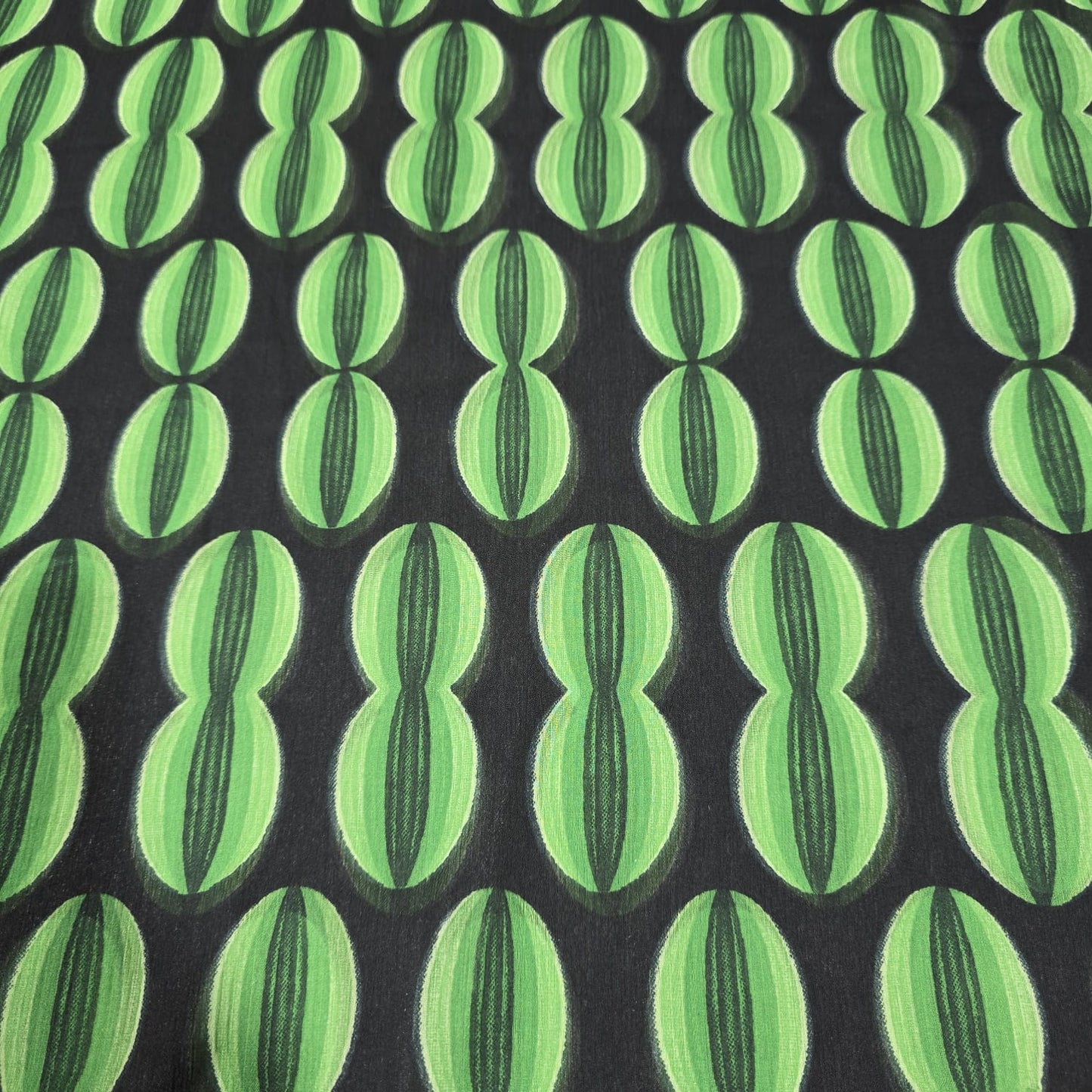Black Green Abstract Chiffon Sheer Material Dress Craft Decor Fabric 44" By The Meter