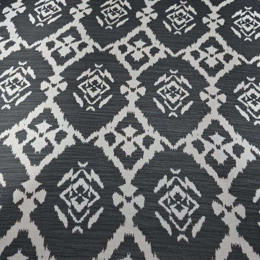 Black & White Ikat Chiffon Fabric – 44" Wide | Sold by the Metre