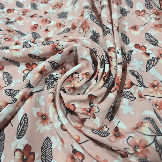 Blush Pink Crepe Floral Dress Material Soft Polyester Craft Drape Fabric 58" By The Meter