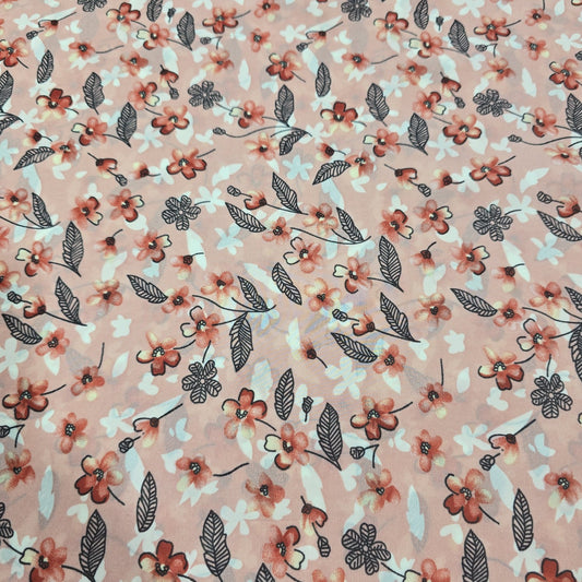 Blush Pink Crepe Floral Dress Material Soft Polyester Craft Drape Fabric 58" By The Meter