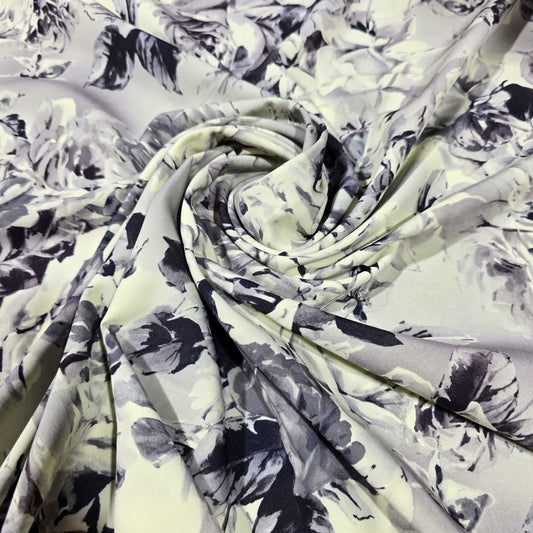 Lemon Floral Crepe Fabric – 58" Wide | Sold by the Metre