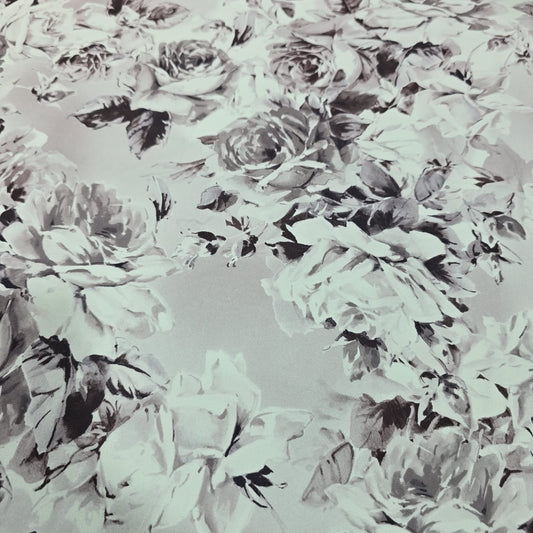 Mint Monochrome Floral Crepe Fabric – 58" Wide | Sold by the Metre