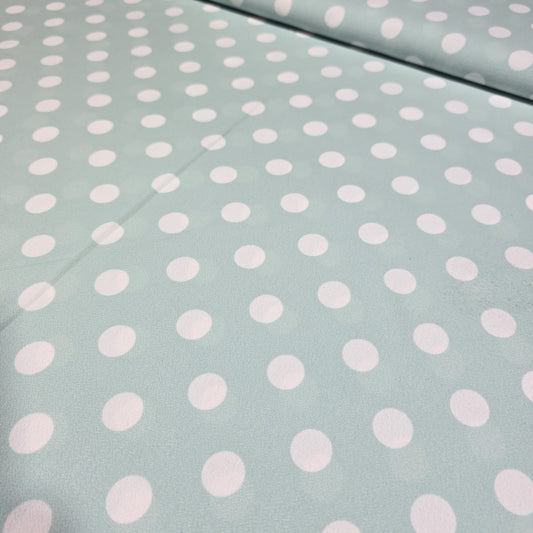 Mint Polka Dot Crepe Fabric – 58" Wide | Sold by the Metre