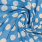 Sky Blue & White Polka Dot Chiffon Fabric – 58" Wide | Lightweight Printed Dress Material | Soft Sheer Fabric | By the Meter