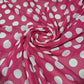 Hot Pink & White Polka Dot Chiffon Fabric – 58" Wide | Lightweight Printed Dress Material | By the Mete
