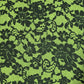 Neon Green & Black Floral Lace Print Chiffon Fabric – 58" Wide | Lightweight Printed Dress Material | Soft Sheer Fabric | By the Meter