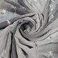 Grey Floral Embroidered Chiffon Fabric – Soft Sheer Designer Embroidery | 58" Wide | Lightweight Dress Material | By the Meter
