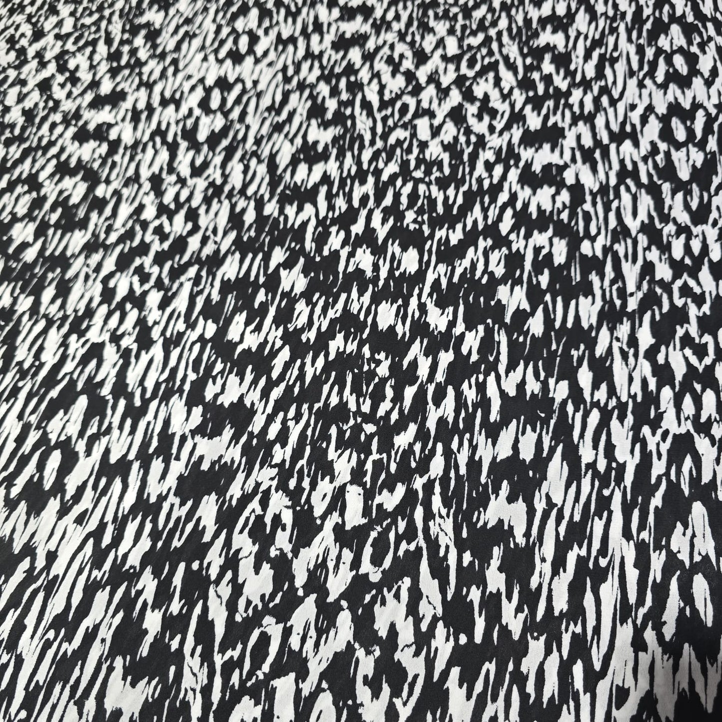 Abstract Animal Print Chiffon Fabric – Black & White Designer Pattern | Soft Lightweight Dress Material | 58" Wide | By the Meter