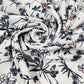 Elegant Botanical Floral Crepe Fabric – White Floral &amp; Butterfly Print Dress Material | Soft Lightweight Fabric | 58" Wide | By the Meter