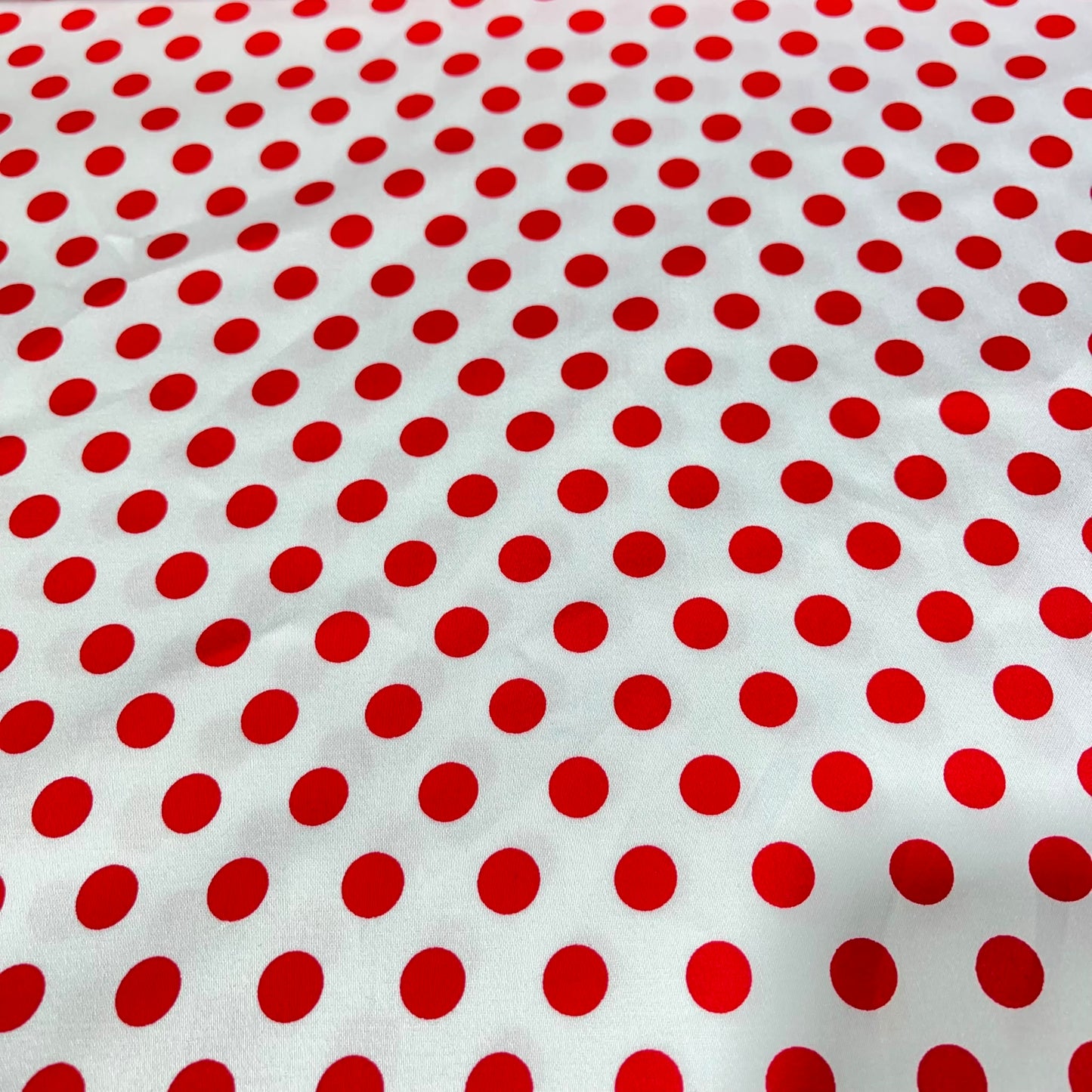White & Red Polka Dot Cotton Elastane Fabric – 58" (147cm) Wide Stretch Dress Fabric | Soft Printed Cotton | Sold by the Meter