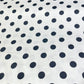 White Cotton Elastane Fabric with Black Polka Dots – 58" (147cm) Wide Stretch Dress Fabric | Retro Spot Print | Sold by the Metre