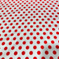 White & Red Polka Dot Cotton Elastane Fabric – 58" (147cm) Wide Stretch Dress Fabric | Soft Printed Cotton | Sold by the Meter