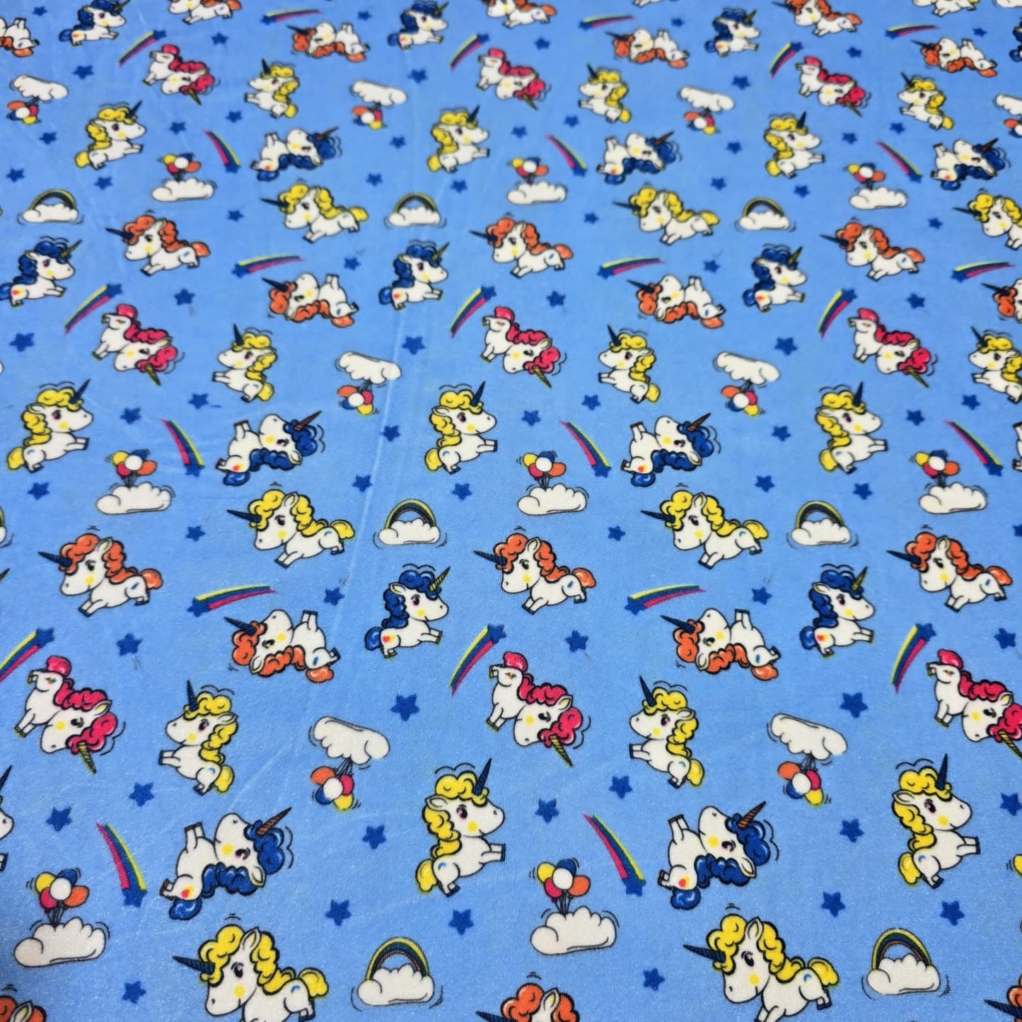 Blue Unicorn Velour Stretch Fabric 58" Wide | Soft Velvet Jersey Material | Kids Dress Craft Fabric | Sold by the Metre