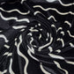 Black White Wave Print Velour Stretch Fabric | Soft Velvet Jersey Material | 58" Wide Dress Fabric | Sold by the Metre
