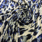 Blue Animal Print Velour Stretch Fabric | Soft Velvet Jersey Material | 58" Wide Dress Fabric | Sold by the Metre