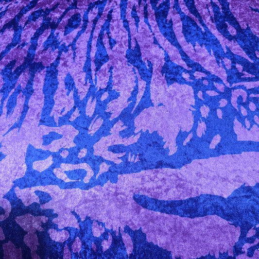 Purple Animal Print Velour Stretch Fabric | Soft Velvet Jersey Material | 58" Wide Dress Fabric | Sold by the Metre