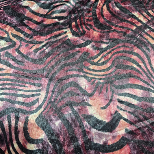 Abstract Animal Print Velour Stretch Fabric | Soft Velvet Jersey Material | 58" Wide Dress Fabric | Sold by the Metre