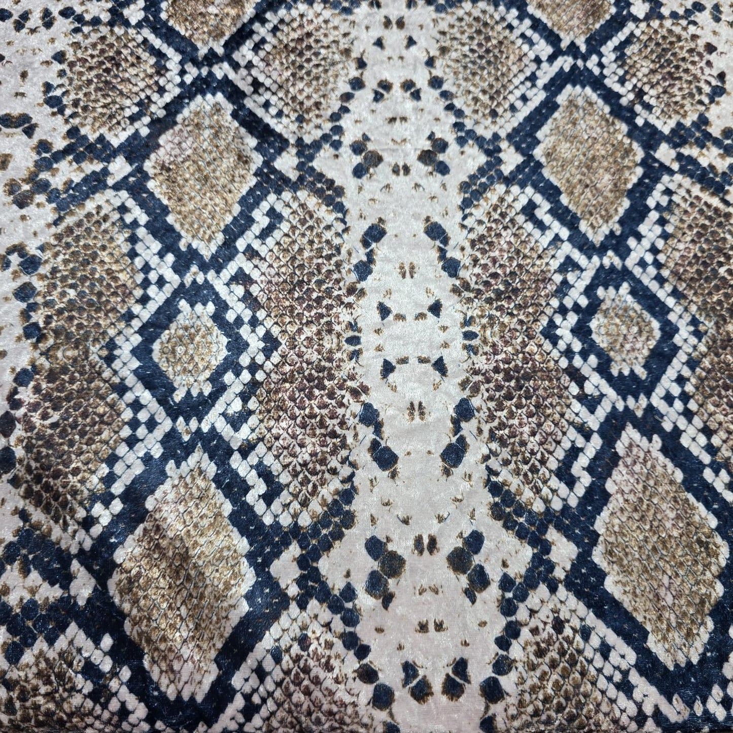 Snake Print Velour Stretch Fabric | Soft Velvet Jersey Material | 58" Wide Snakeskin Dress Fabric | Sold by the Metre