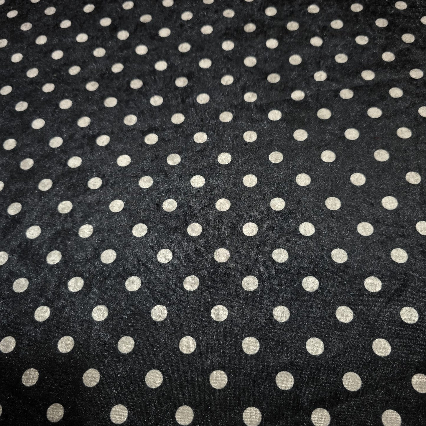 Black White Polka Dot Velour Stretch Fabric | Soft Velvet Jersey Material | 58" Wide Dress Fabric | Sold by the Metre