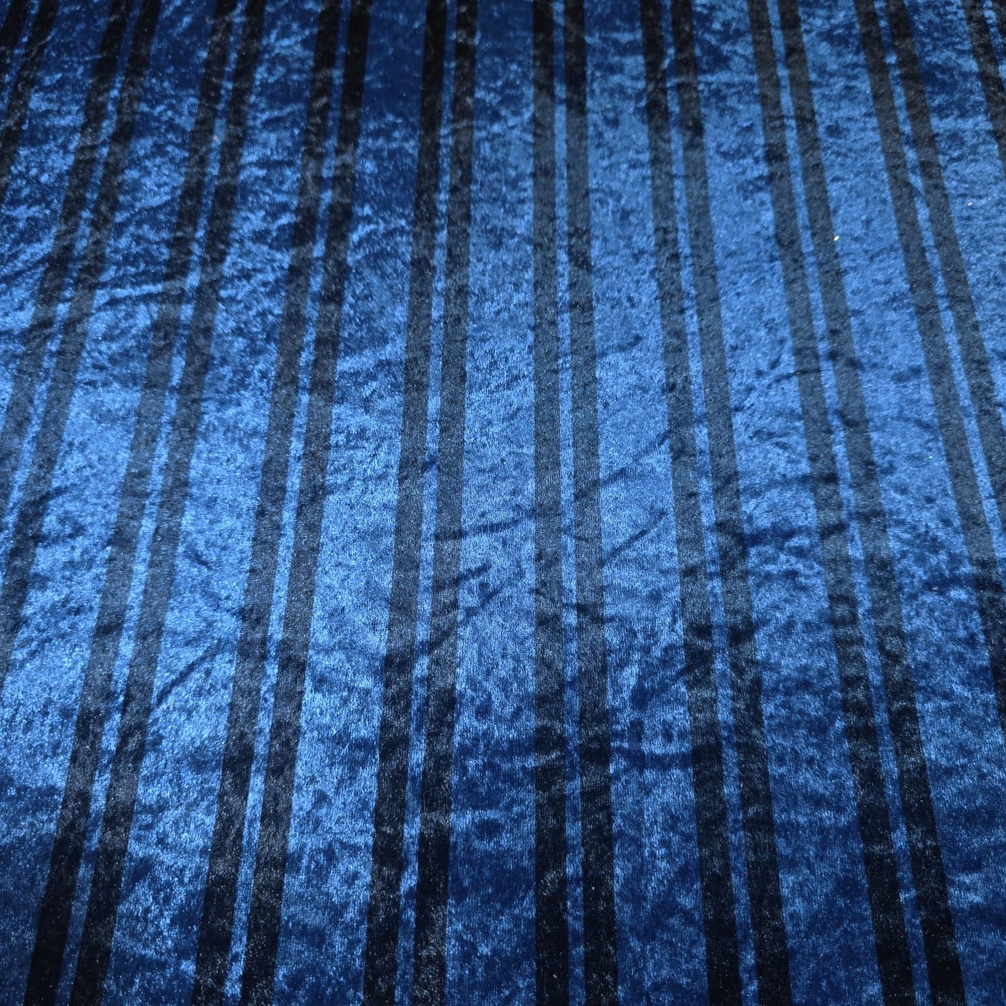 Blue Stripe Velour Stretch Fabric | Soft Velvet Jersey Material | 58" Wide Dress Fabric | Sold by the Metre