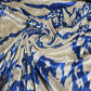 Blue Abstract Stretch Velour Fabric | Soft Velvet Jersey Dress Fabric | Modern Print Material | Sold by the Metre