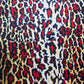 Red Animal Print Stretch Velour Fabric | Soft Velvet Jersey Dress Fabric | Leopard Style Material | Sold by the Metre