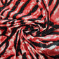 Red Zebra Print Stretch Velour Fabric – Soft Velvet Jersey 58" Wide | Animal Print Dress Fabric | Sold by the Metre