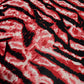 Red Zebra Print Stretch Velour Fabric – Soft Velvet Jersey 58" Wide | Animal Print Dress Fabric | Sold by the Metre