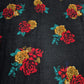 Black Floral Stretch Velour Fabric – Red & Mustard Rose Velvet Jersey 58" Wide | Soft Dress Fabric | Sold by the Metre