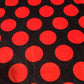 Black Floral Stretch Velour Fabric – Black Velvet Jersey with Red Rose Print 58" Wide | Soft Dress Fabric | Sold by the Metre