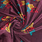 Burgundy Floral Stretch Velour Fabric – Wine Velvet Jersey with Red & Mustard Roses 58" Wide | Soft Dress Fabric | Sold by the Metre