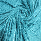Turquoise Burnout Stretch Velvet Fabric – Floral Paisley Crushed Velour Jersey 58" Wide | Luxury Dress Fabric | Sold by the Metre
