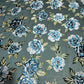 Sage Green Floral Burnout Velvet Mesh Fabric – Blue Rose Devoré Sheer Dress Fabric 58" Wide | Luxury Evening Fabric | Sold by the Metre