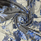 Black Blue Floral Burnout Velvet Mesh Fabric – Sheer Devoré Dress Fabric 58" Wide | Luxury Evening & Bridal Fabric | Sold by the Metre
