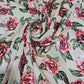 Beige Floral Burnout Velvet Mesh Fabric – Devoré Rose Sheer Dress Fabric 58" Wide | Luxury Evening Fabric | Sold by the Metre