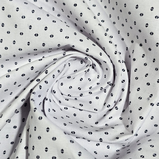 White & Black Geometric Cotton Poplin Fabric – 58" Wide Printed Craft, Dress & Quilting Fabric | 100% Cotton | Sold by the Metre